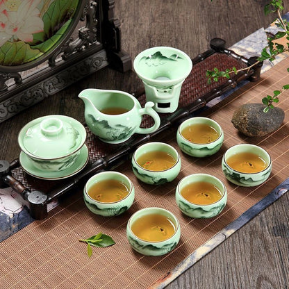 kungfu tea set Chinese porcelain handpainted gaiwan pitcher tea cup bowl tea accessories chadao complete tea sets in China