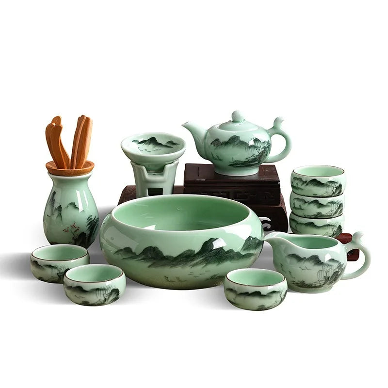 kungfu tea set Chinese porcelain handpainted gaiwan pitcher tea cup bowl tea accessories chadao complete tea sets in China