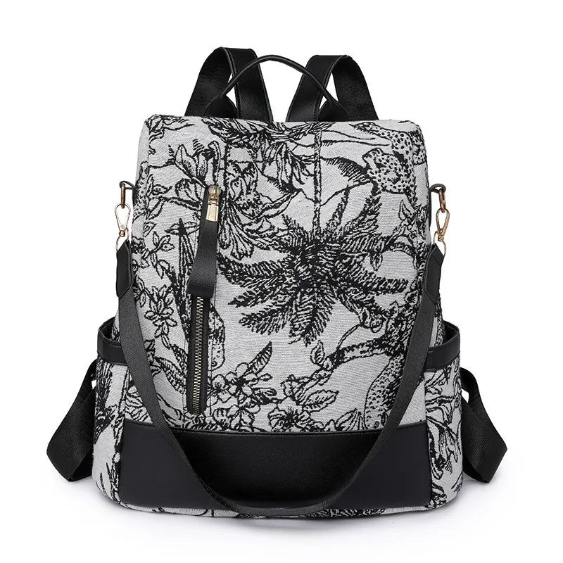 ladies backpack leisure shoulder bag anti-theft backpack woman bagpack female chinese style backpack flowers travel bag gift