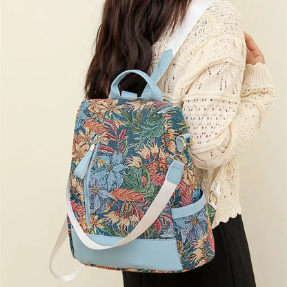 ladies backpack leisure shoulder bag anti-theft backpack woman bagpack female chinese style backpack flowers travel bag gift