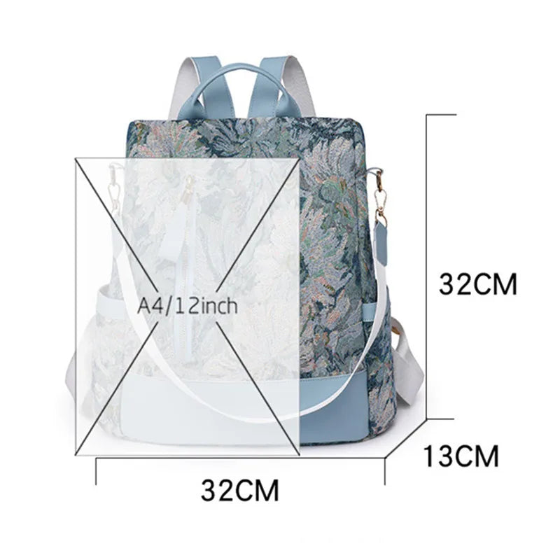 ladies backpack leisure shoulder bag anti-theft backpack woman bagpack female chinese style backpack flowers travel bag gift