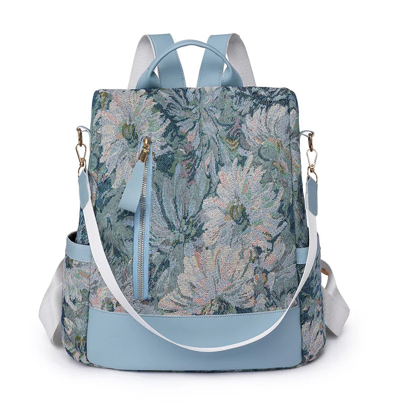 ladies backpack leisure shoulder bag anti-theft backpack woman bagpack female chinese style backpack flowers travel bag gift