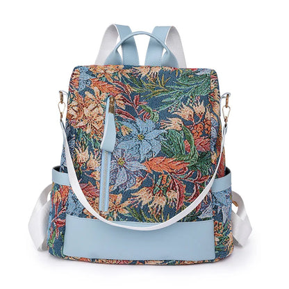 ladies backpack leisure shoulder bag anti-theft backpack woman bagpack female chinese style backpack flowers travel bag gift
