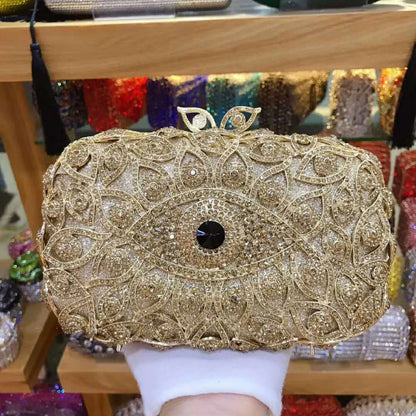 lady Crystal Evening Bag Women Clutches bags for party  Ladies Clutch bags Dinner Handbags Hollow Out Female shoulder Bag gift