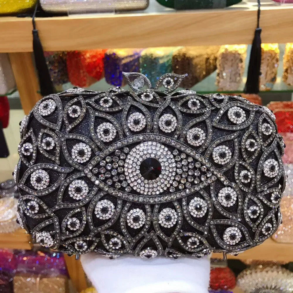 lady Crystal Evening Bag Women Clutches bags for party  Ladies Clutch bags Dinner Handbags Hollow Out Female shoulder Bag gift