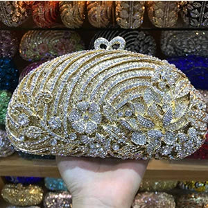 lady Luxury Gold Silver Crystal Diamond Day Clutch XIYUAN Evening Bag Rhinestone Bride Wedding Clutches purse shoulder Bag