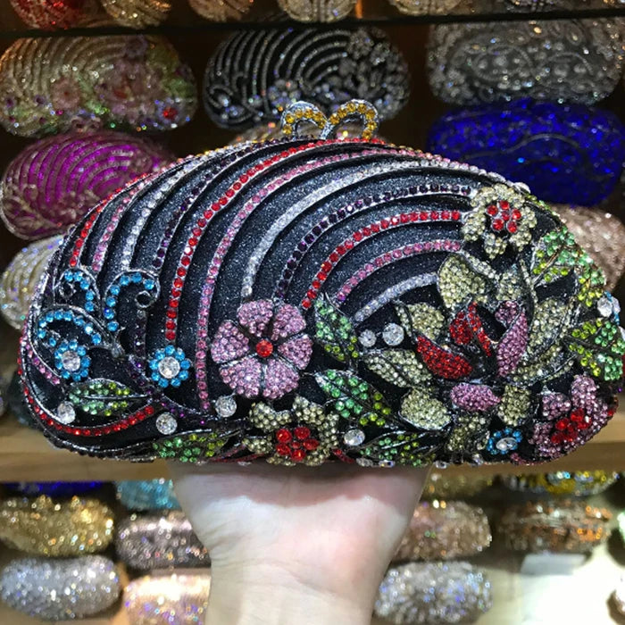 lady Luxury Gold Silver Crystal Diamond Day Clutch XIYUAN Evening Bag Rhinestone Bride Wedding Clutches purse shoulder Bag