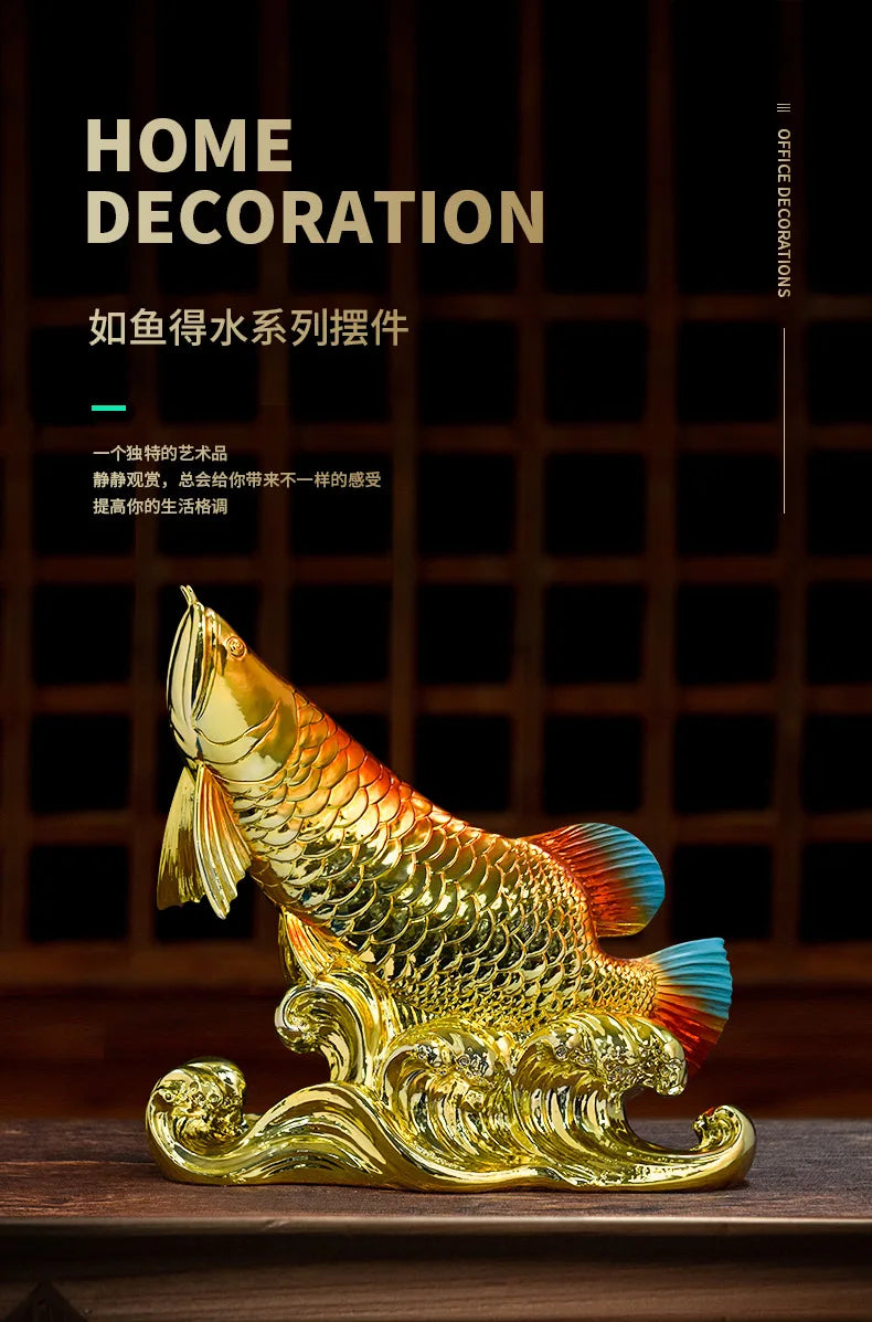 large 2023 TOP Geomantic omen Home Company bar business Decorative bring wealth money GOOD LUCK gold Dragon Arowana fish Statue