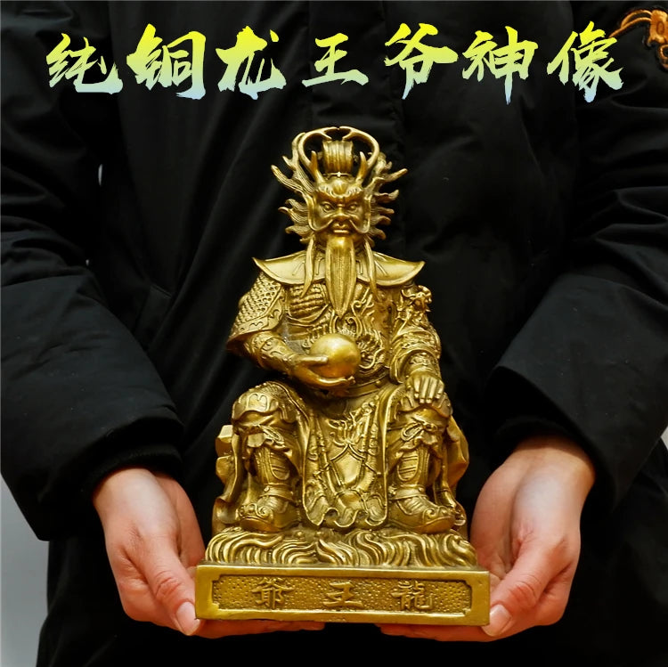 large - Asia Company SHOP home Exorcise evil spirits efficacious Protection Sea God Dragon King LONG WANG FENG SHUI brass statue