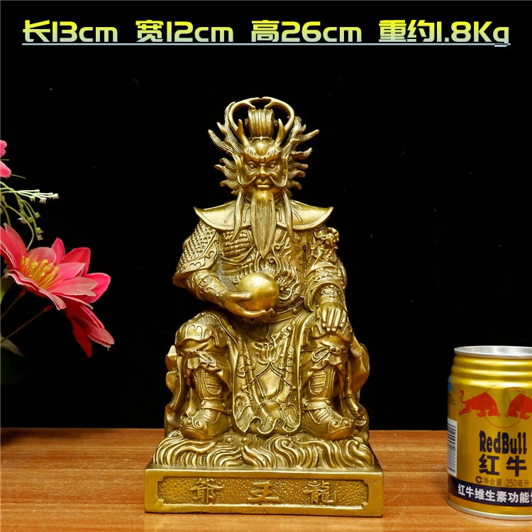 large - Asia Company SHOP home Exorcise evil spirits efficacious Protection Sea God Dragon King LONG WANG FENG SHUI brass statue