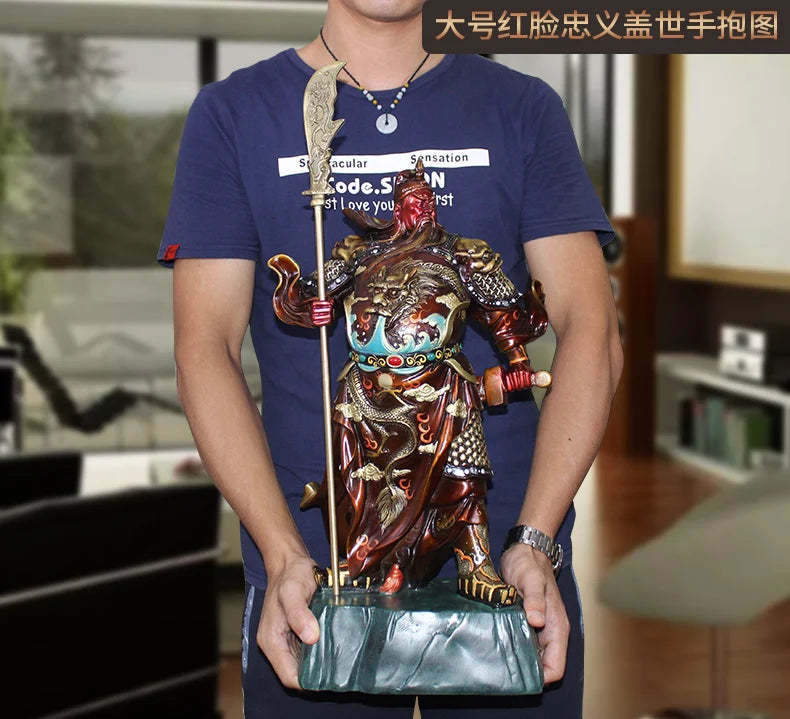 large # Asia Company home Porch lobby efficacious Protection bring Money God of wealth GUAN GONG dragon Guan di copper statue