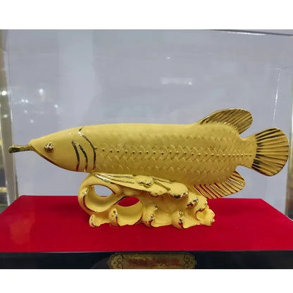 large Asia Home store COMPANY office Art deco bring wealth money good luck gilding Golden Dragon Arowana fish FENG SHUI statue