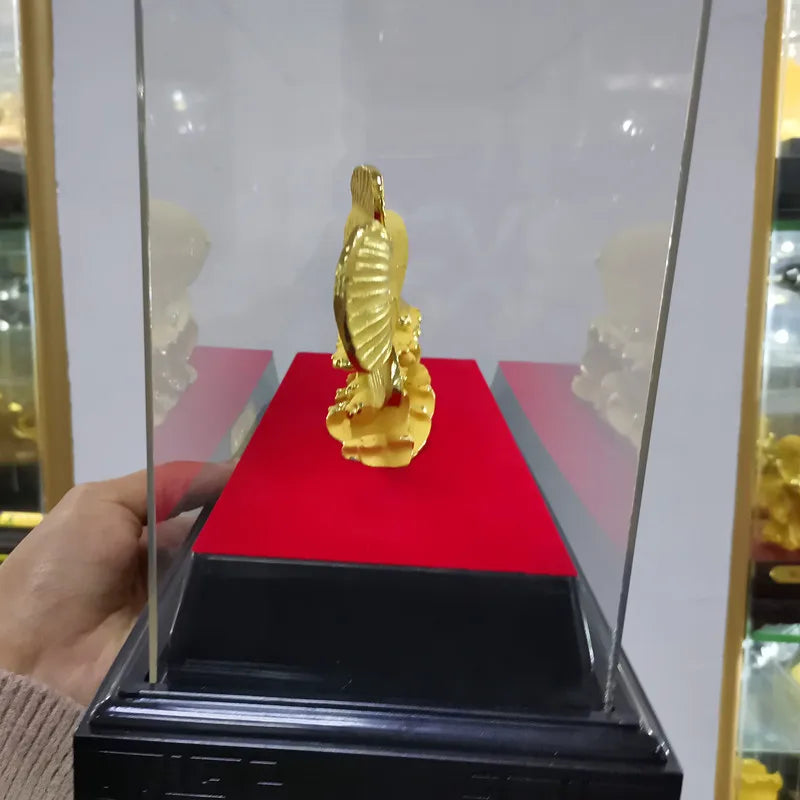 large Asia Home store COMPANY office Art deco bring wealth money good luck gilding Golden Dragon Arowana fish FENG SHUI statue