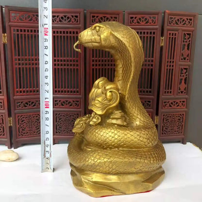 large Asia Thailand HOME office SHOP thriving business GOOD LUCK Mascot golden Wealth Cobra snake God Brass statue