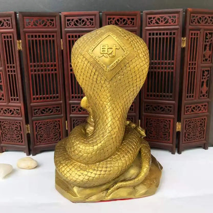 large Asia Thailand HOME office SHOP thriving business GOOD LUCK Mascot golden Wealth Cobra snake God Brass statue