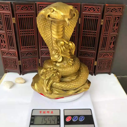 large Asia Thailand HOME office SHOP thriving business GOOD LUCK Mascot golden Wealth Cobra snake God Brass statue