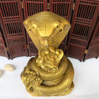 large Asia Thailand HOME office SHOP thriving business GOOD LUCK Mascot golden Wealth Cobra snake God Brass statue