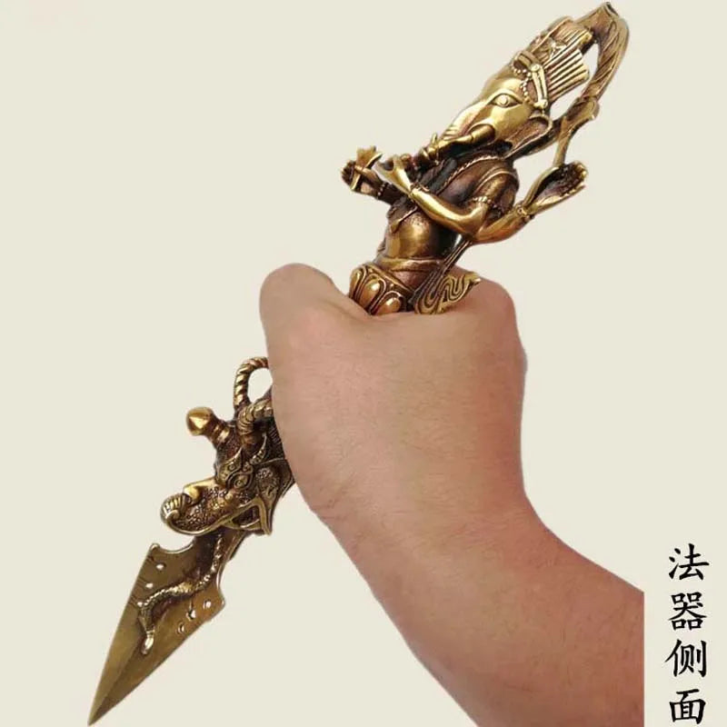 large Asia Thailand copper god of fortune elephant GANESH phurba Vajrakila Vajra Exorcism Magic subduing staff Decorative