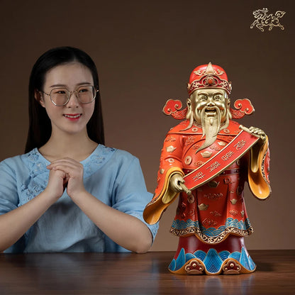 large Asia home Store 5A TOP grade God of wealth CAI SHEN YE Buddha get rich Good luck Mascot bronze carving Sculpture statue