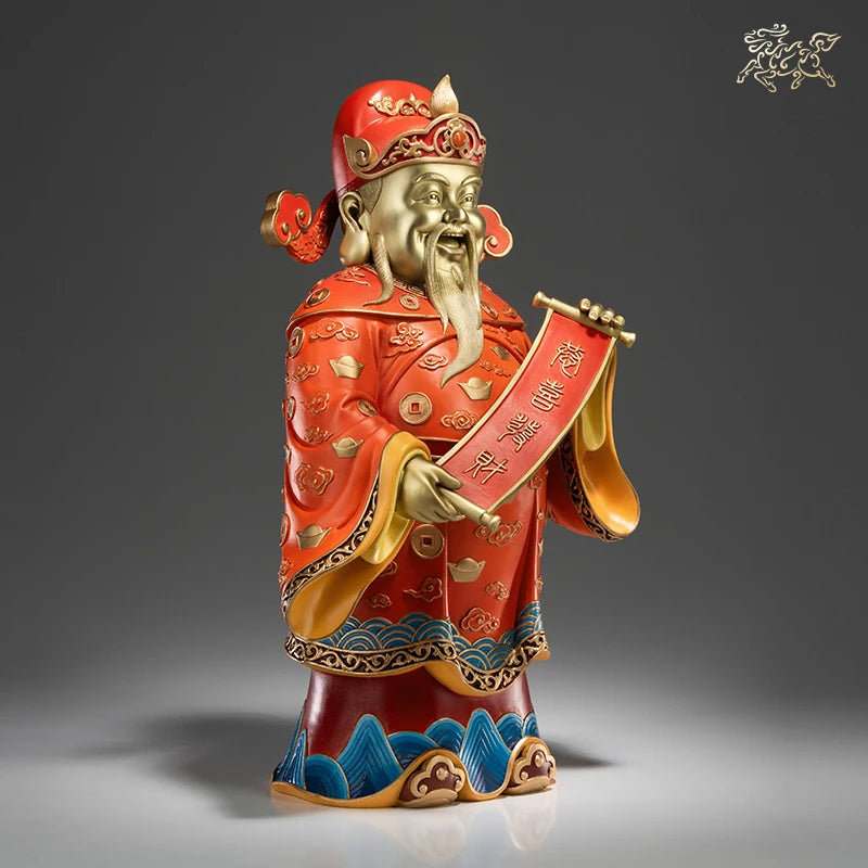 large Asia home Store 5A TOP grade God of wealth CAI SHEN YE Buddha get rich Good luck Mascot bronze carving Sculpture statue