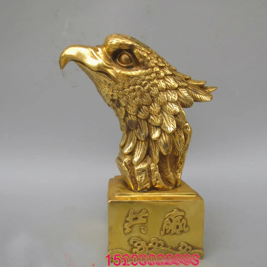 large-Bring in wealth and treasure # office home shop business Money Drawing Mascot# Arabia Eagle FENG SHUI Brass statue