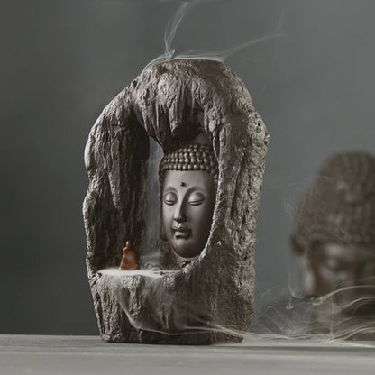 large Buddhism Nourishing heart ART HOME bless family Safe CHAN DAO Ceramic Tathagata Sakyamuni Buddha Ornament censer statue