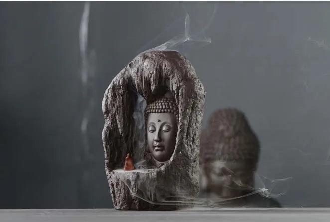 large Buddhism Nourishing heart ART HOME bless family Safe CHAN DAO Ceramic Tathagata Sakyamuni Buddha Ornament censer statue
