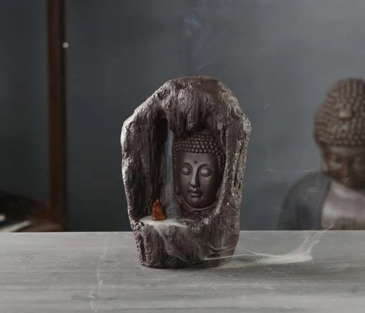 large Buddhism Nourishing heart ART HOME bless family Safe CHAN DAO Ceramic Tathagata Sakyamuni Buddha Ornament censer statue