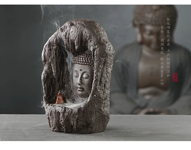 large Buddhism Nourishing heart ART HOME bless family Safe CHAN DAO Ceramic Tathagata Sakyamuni Buddha Ornament censer statue