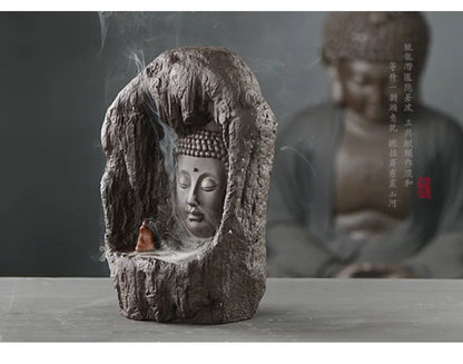 large Buddhism Nourishing heart ART HOME bless family Safe CHAN DAO Ceramic Tathagata Sakyamuni Buddha Ornament censer statue