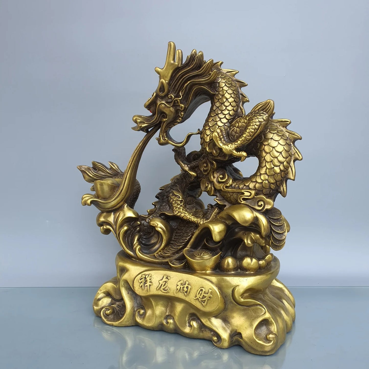 large Company home Porch lobby exorcise evil spirit thriving business money Good luck Royal dragon brass Sculpture ART Ornament
