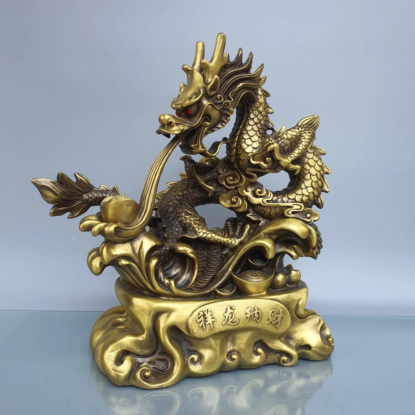 large Company home Porch lobby exorcise evil spirit thriving business money Good luck Royal dragon brass Sculpture ART Ornament