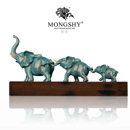 large Company home Porch lobby thriving business Money Good luck Elephants color brass Sculpture ART best office Ornament