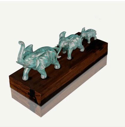 large Company home Porch lobby thriving business Money Good luck Elephants color brass Sculpture ART best office Ornament
