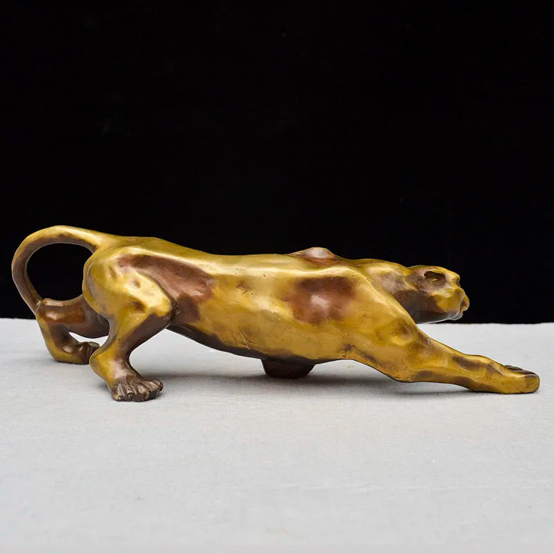 large Europe America Original flash Jaguar tiger bronze Sculpture home office ROOM BAR business animal TOP Ornament