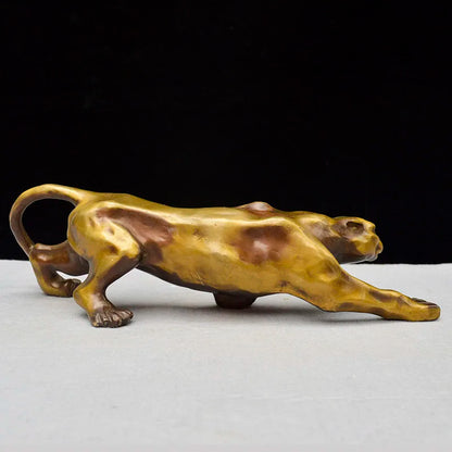 large Europe America Original flash Jaguar tiger bronze Sculpture home office ROOM BAR business animal TOP Ornament