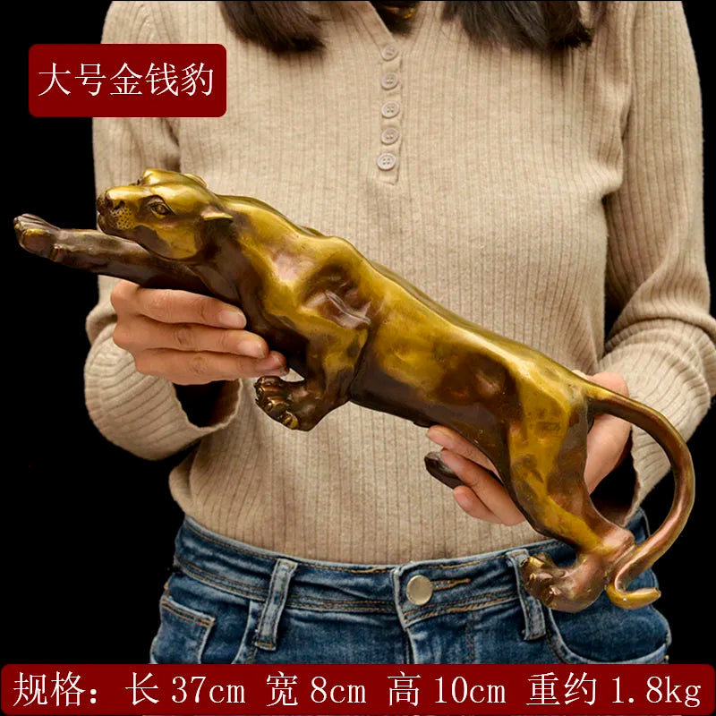 large Europe America Original flash Jaguar tiger bronze Sculpture home office ROOM BAR business animal TOP Ornament