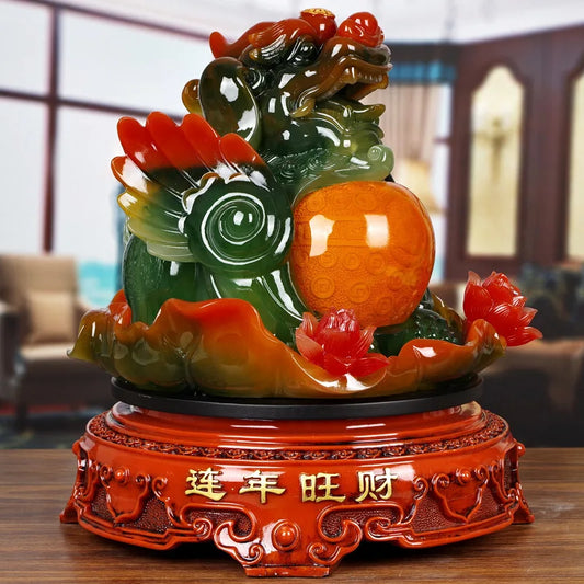 large GOOD Mascot Home store Company talisman Bring wealth money GOOD LUCK ZHAO CAI Dragon PI XIU FENG SHUI Decoration Statue