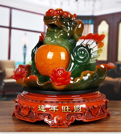 large GOOD Mascot Home store Company talisman Bring wealth money GOOD LUCK ZHAO CAI Dragon PI XIU FENG SHUI Decoration Statue
