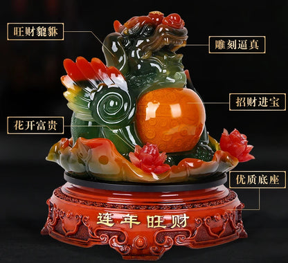large GOOD Mascot Home store Company talisman Bring wealth money GOOD LUCK ZHAO CAI Dragon PI XIU FENG SHUI Decoration Statue