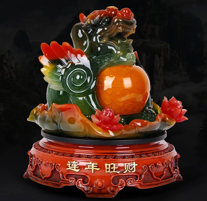 large GOOD Mascot Home store Company talisman Bring wealth money GOOD LUCK ZHAO CAI Dragon PI XIU FENG SHUI Decoration Statue