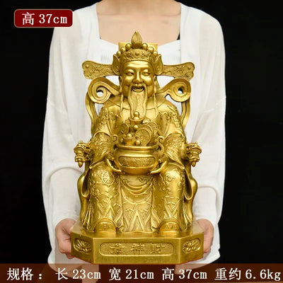 large GOOD buddha company hall decoration thriving business Money Drawing Good luck Gold God of wealth Mammon brass statue