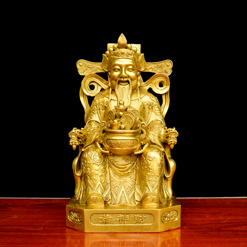 large GOOD buddha company hall decoration thriving business Money Drawing Good luck Gold God of wealth Mammon brass statue