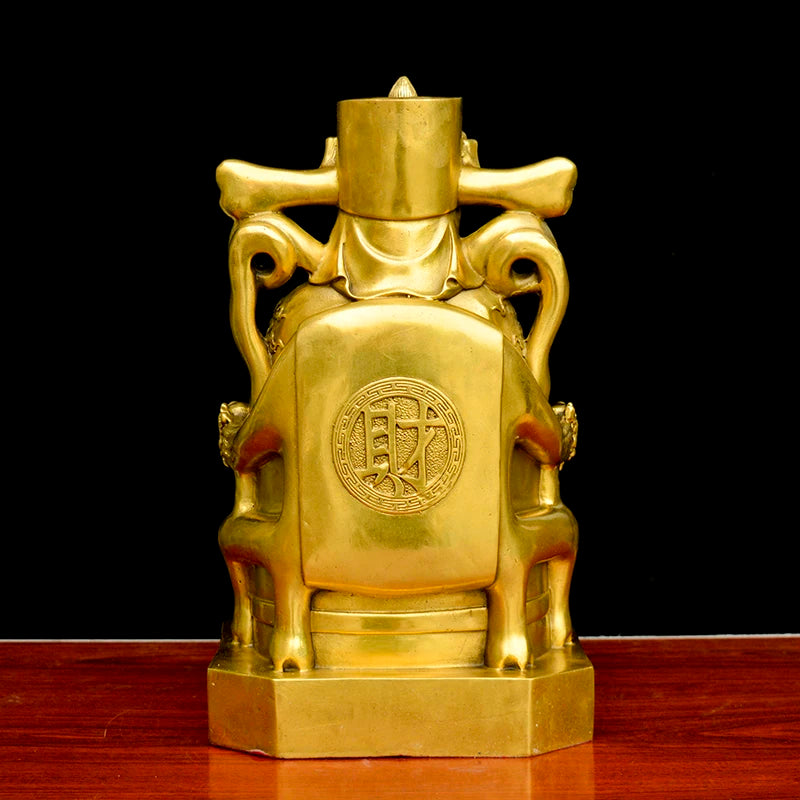 large GOOD buddha company hall decoration thriving business Money Drawing Good luck Gold God of wealth Mammon brass statue