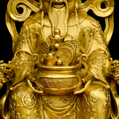 large GOOD buddha company hall decoration thriving business Money Drawing Good luck Gold God of wealth Mammon brass statue