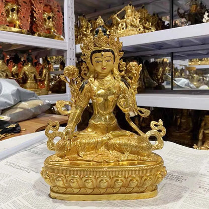 large GOOD buddha statue Asia home family Buddhism protection Gilding golden Guanyin Bodhisattva White Tara buddha statue