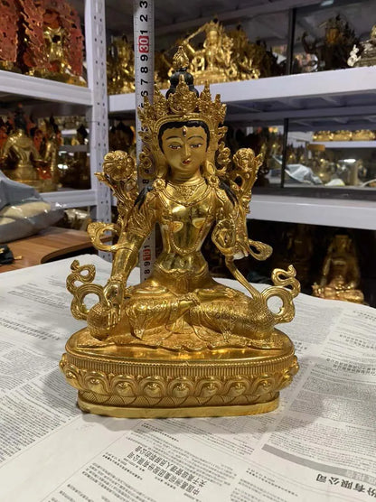 large GOOD buddha statue Asia home family Buddhism protection Gilding golden Guanyin Bodhisattva White Tara buddha statue