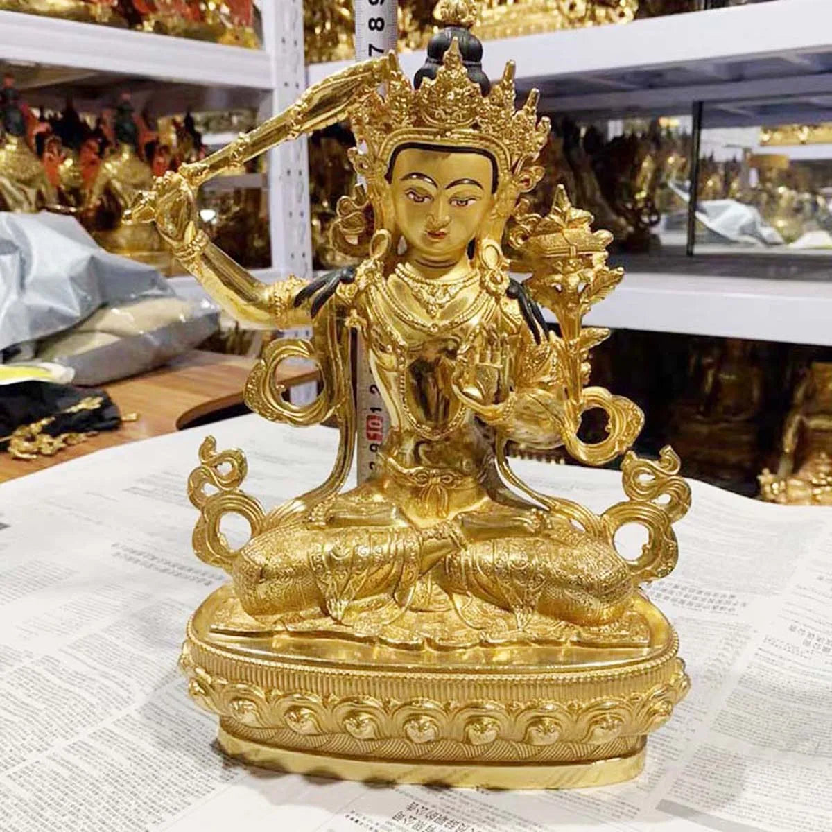 large GOOD buddha statue temple home family Buddhism protection Gilding Guanyin the Bodhisattva Manjusri buddha statue