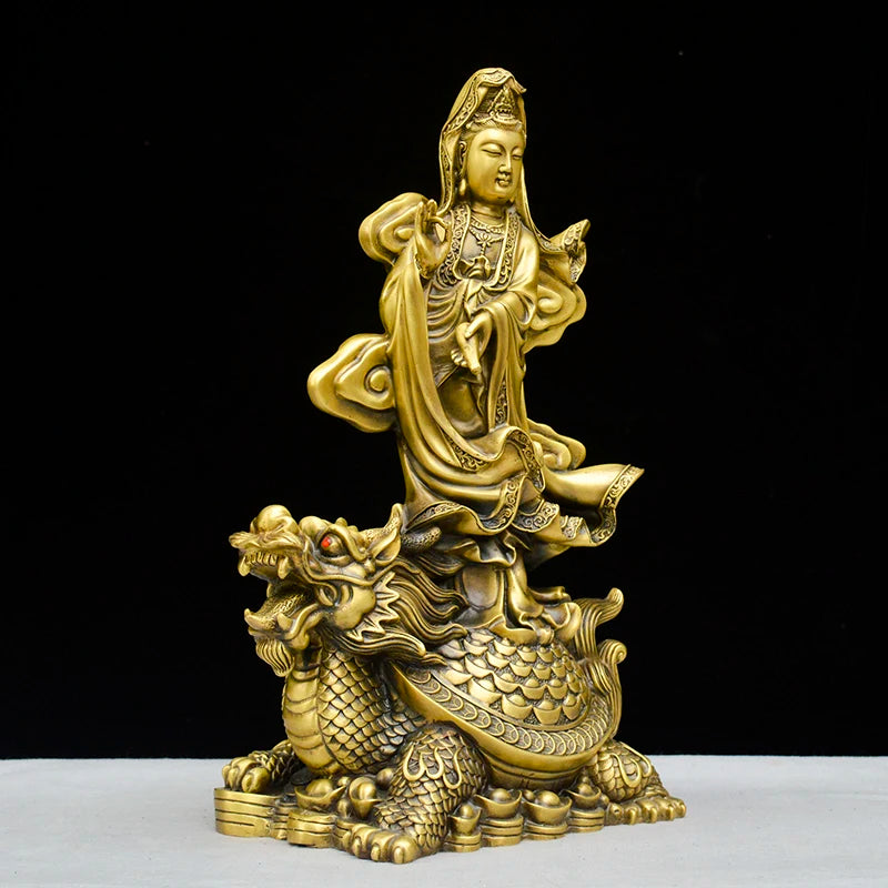 large HOME Decorative Buddha statue Dragon turtle longevity Guanyin bodhisattva buddha copper statue Bless family health safe