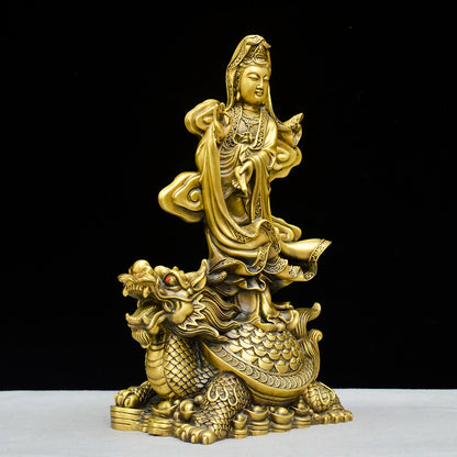 large HOME Decorative Buddha statue Dragon turtle longevity Guanyin bodhisattva buddha copper statue Bless family health safe